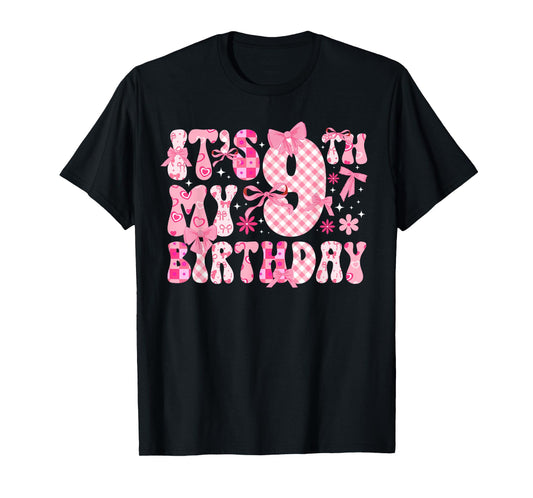 9th Coquette Themed Birthday Nine Year Old Girl Coquette Bow T-Shirt