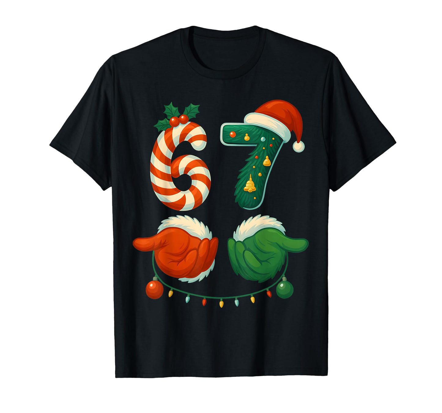67 Christmas 6 7 Meme Pajamas Holiday Gen Alpha Funny Gifts T-Shirt
