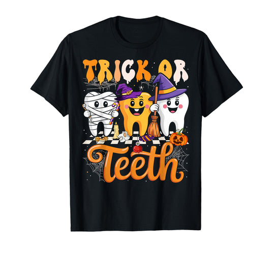 Trick Or Teeth Halloween Dental Crew Dentist Boys Girls Kids T-Shirt