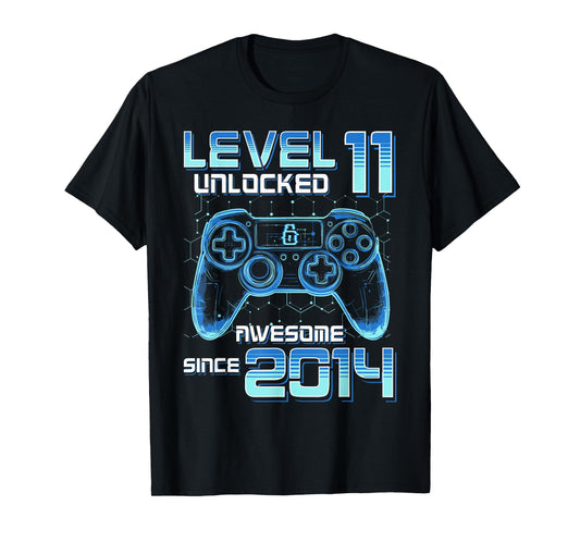 Level 11 Unlocked Video Game Party 11th Birthday Gamer Boys T-Shirt