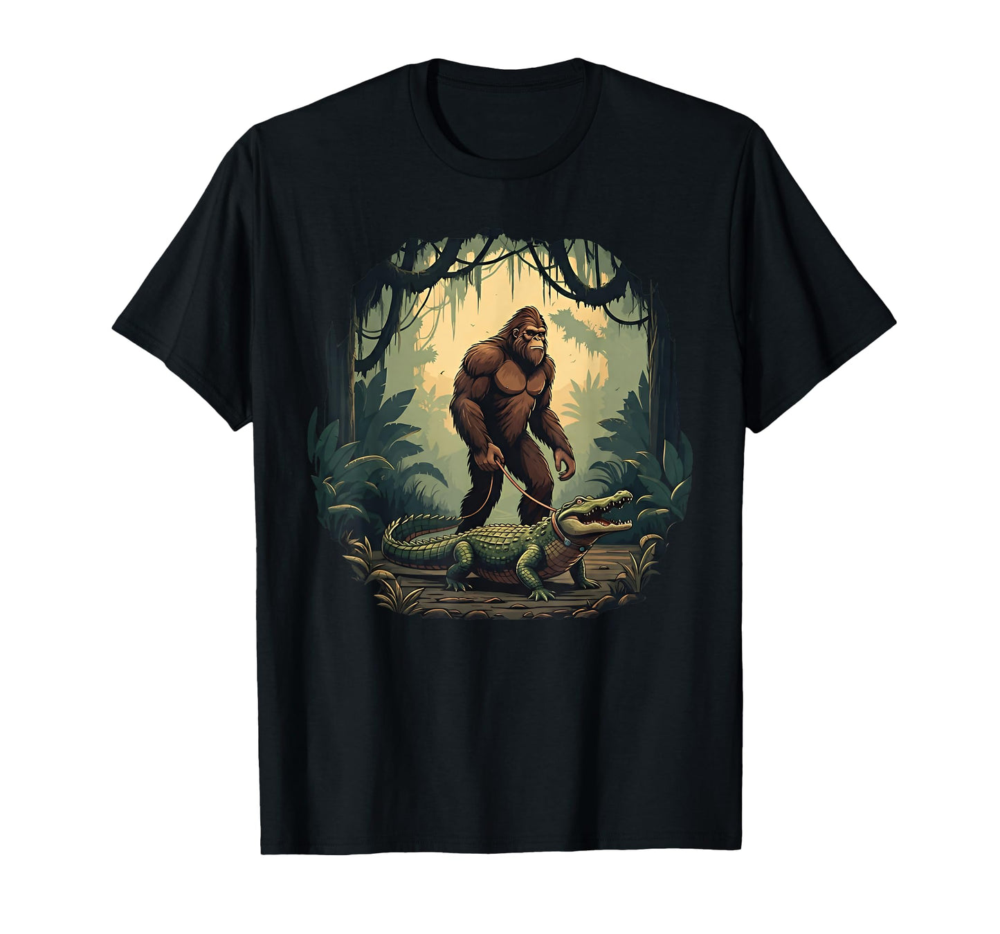 Funny Bigfoot Alligator Walking Pet Sasquatch Crocodile Love T-Shirt