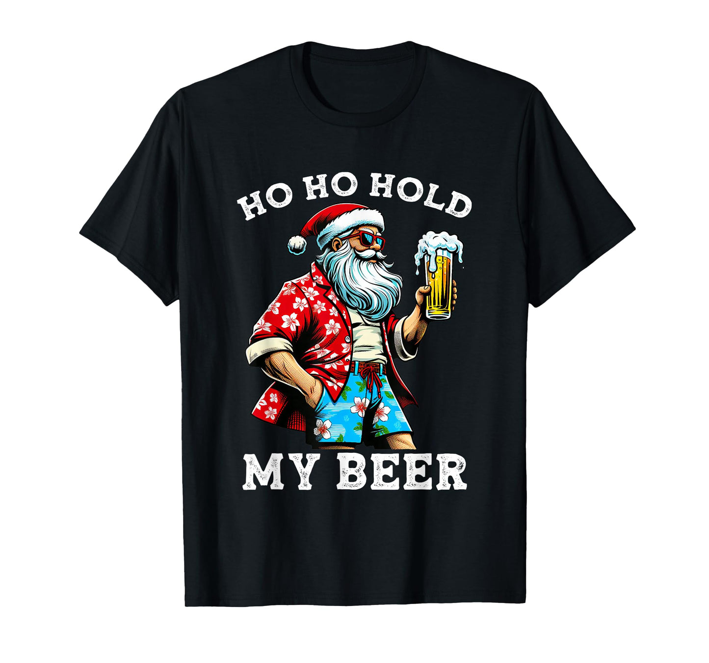 Funny Santa With Sunglasses And Beer Christmas in July T-Shirt