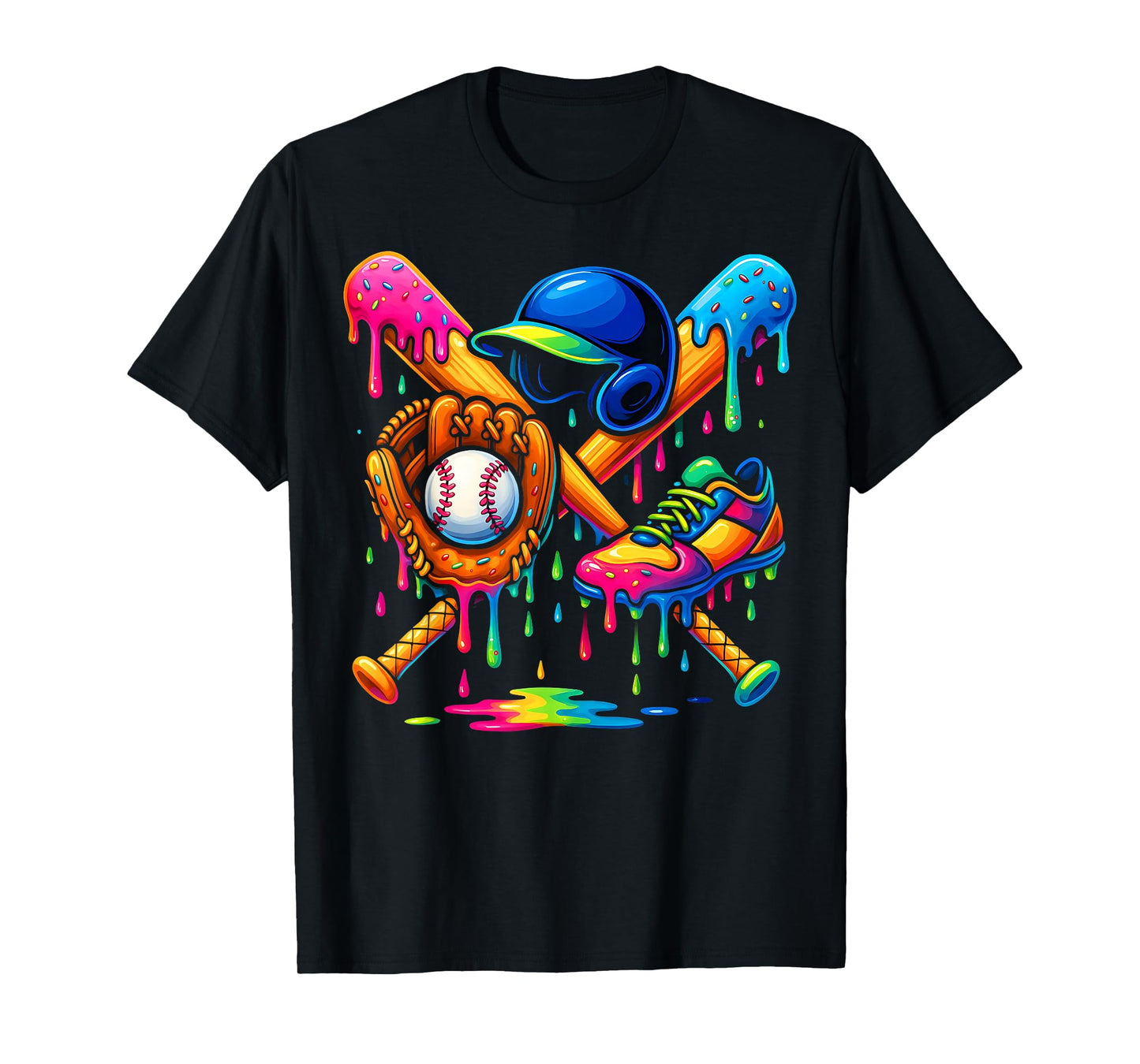 Baseball Drip Boys Ice Cream Youth Sweet Bat Cleats Glove T-Shirt