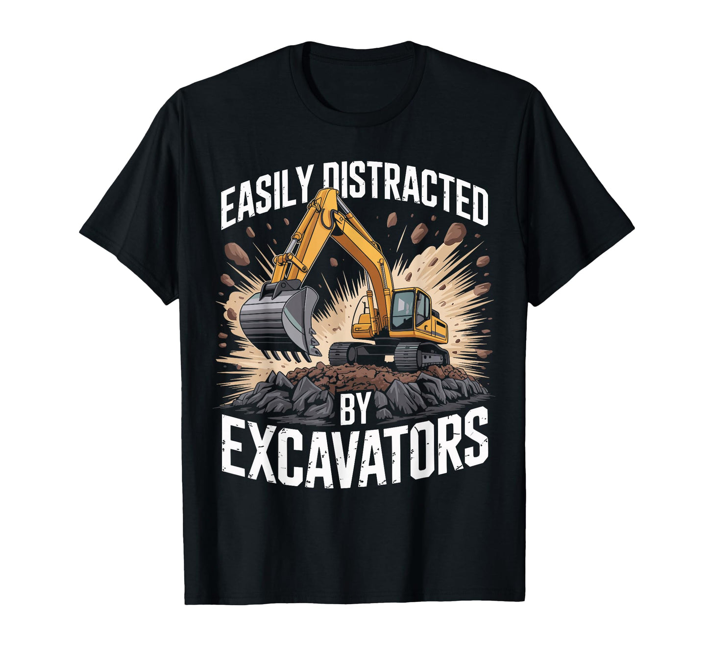 Easily Distracted by Excavators Construction Worker Mechanic T-Shirt