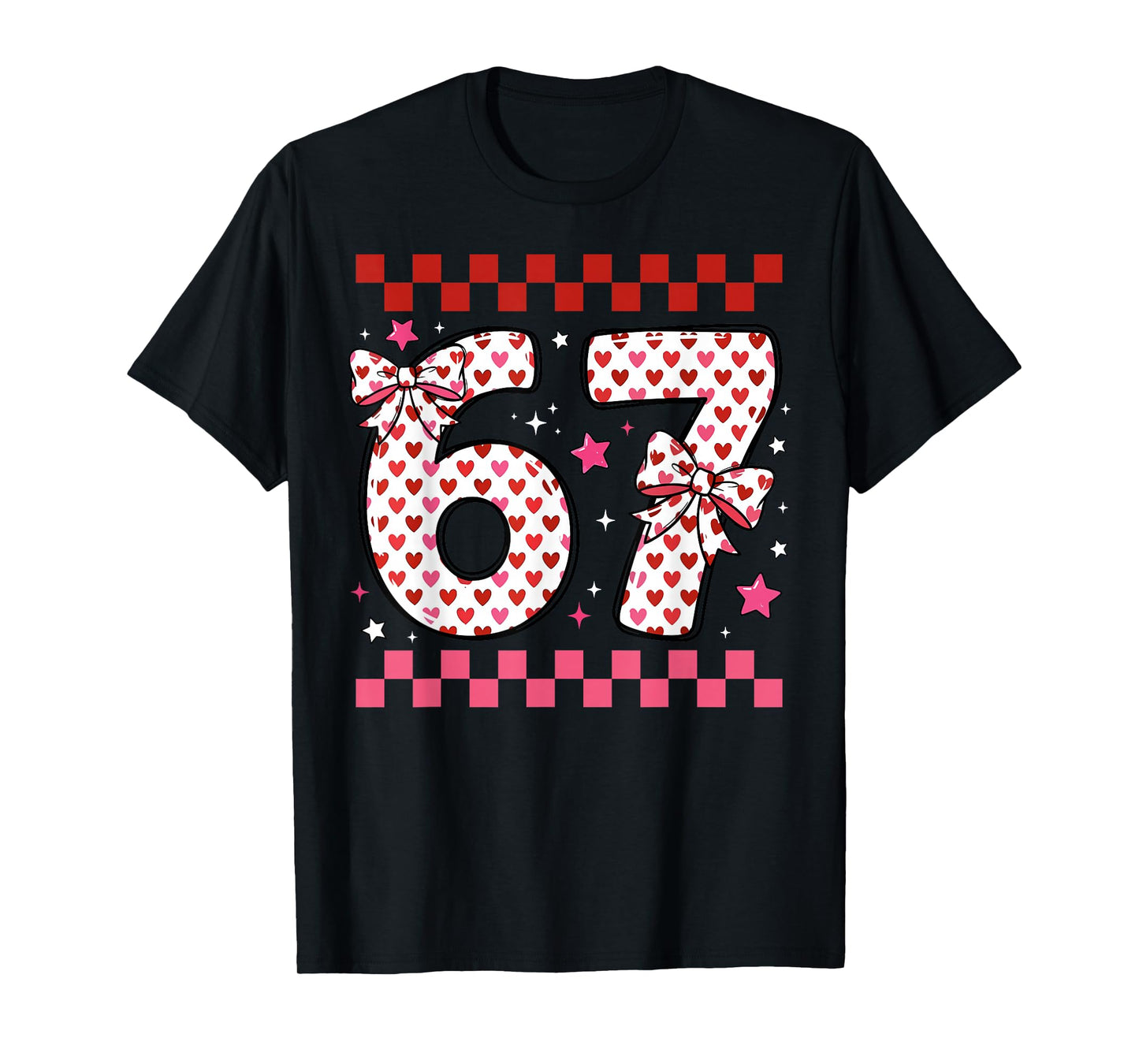 Valentine 67 Six Seven 6-7 Funny Heart Bow for Kids Girls T-Shirt
