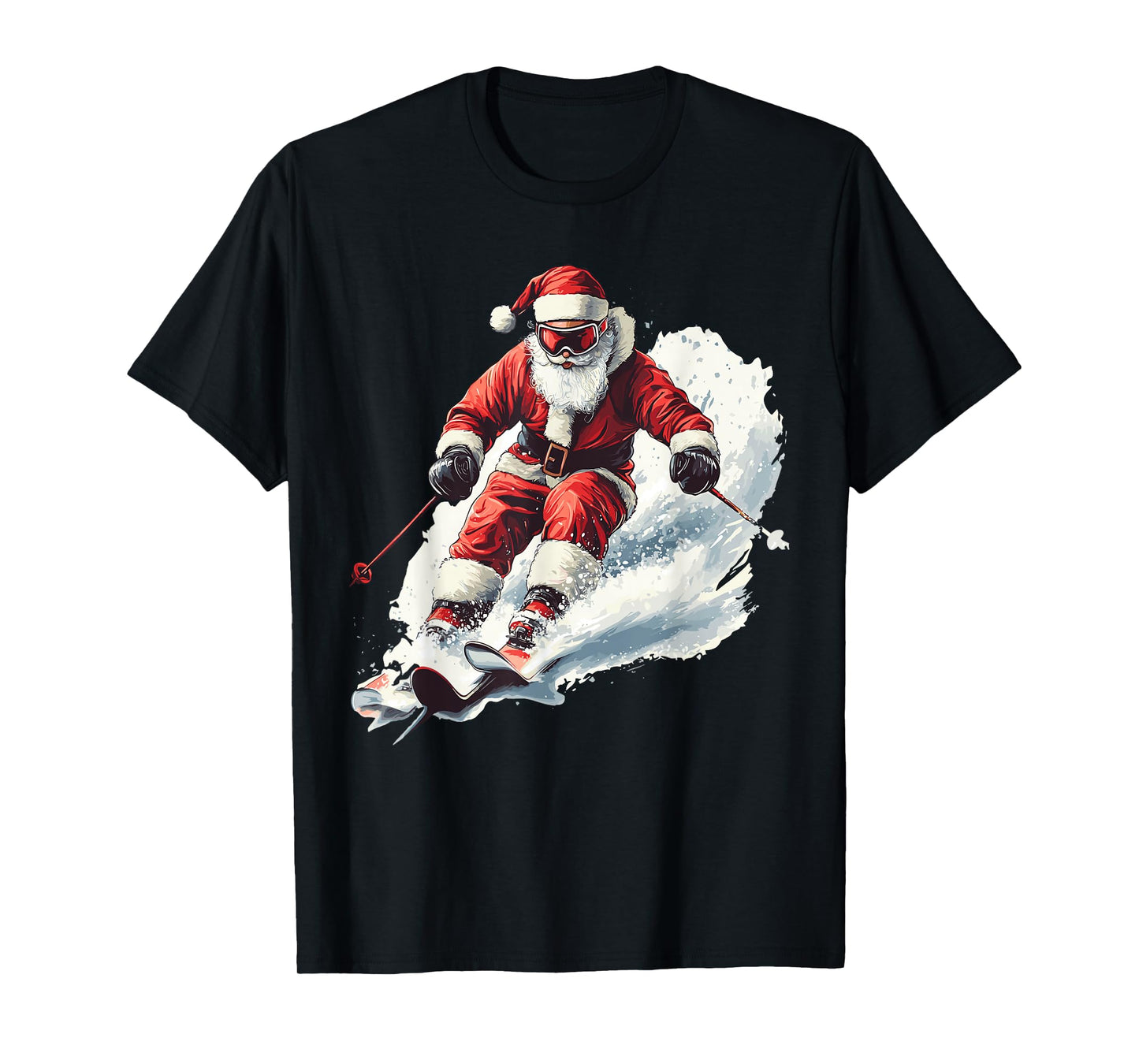 Santa Skiing Funny Christmas Skier Ski Racer Xmas Pajama T-Shirt