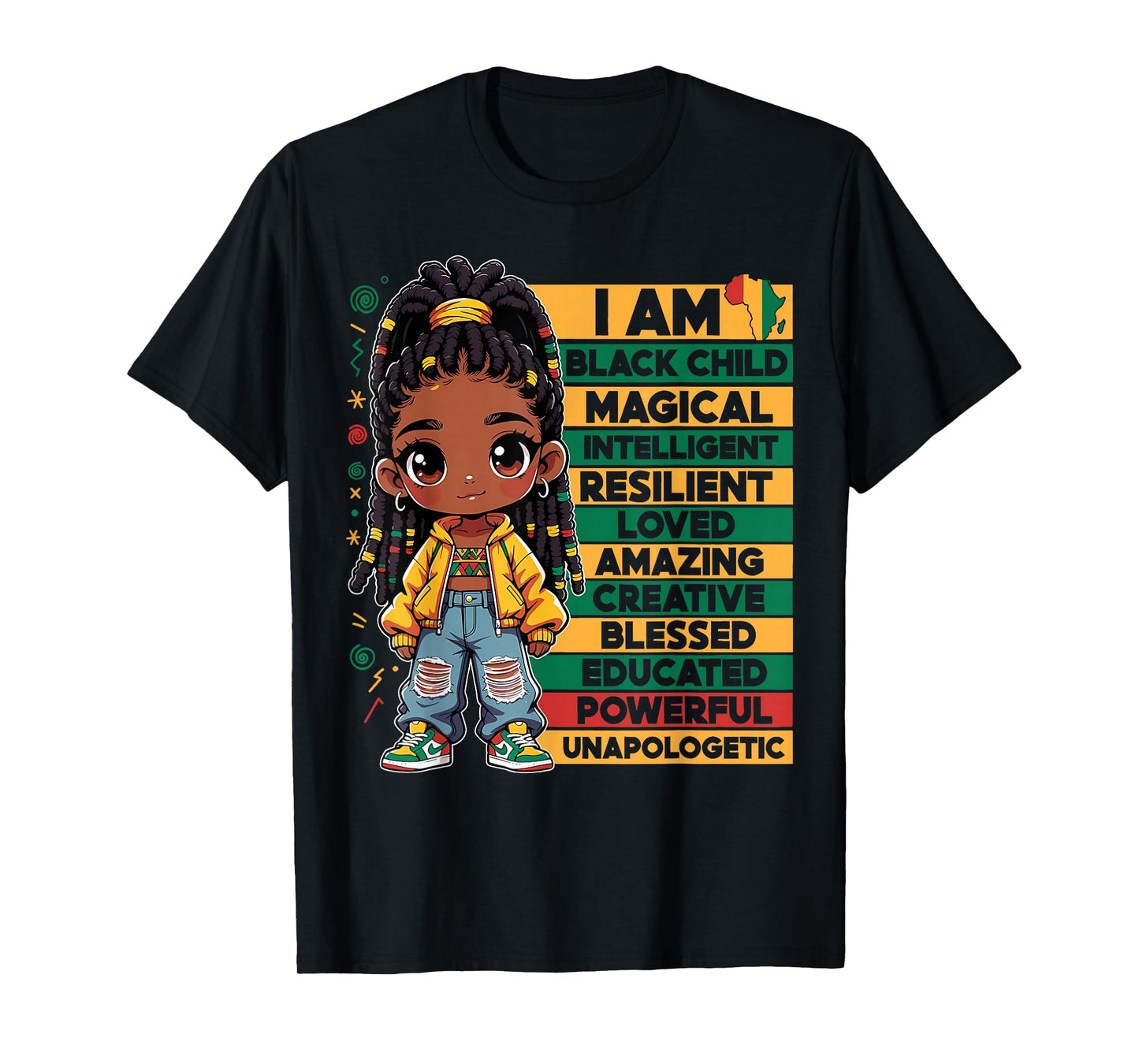 I Am Black History Kids African American Girls Women Melanin T-Shirt