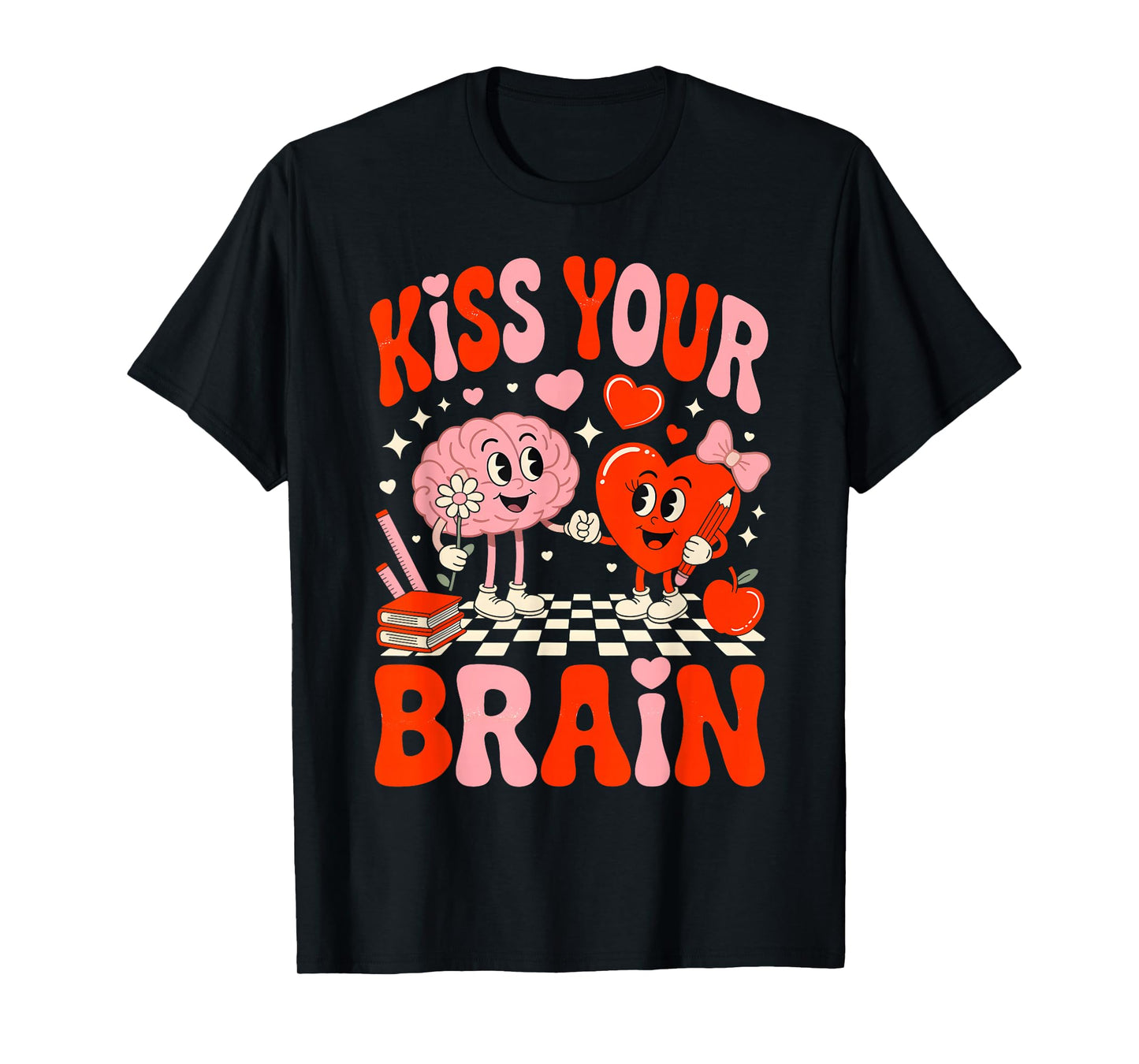Kiss Your Brain Women Valentine's Day Retro School Counselor T-Shirt