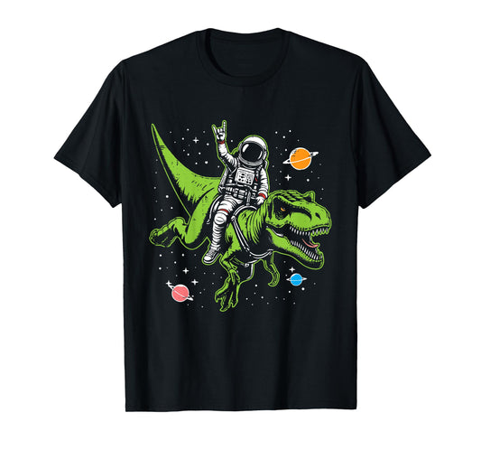 Kids Astronaut On Dino Trex Rock Space Rocker Boys Kids Toddler T-Shirt
