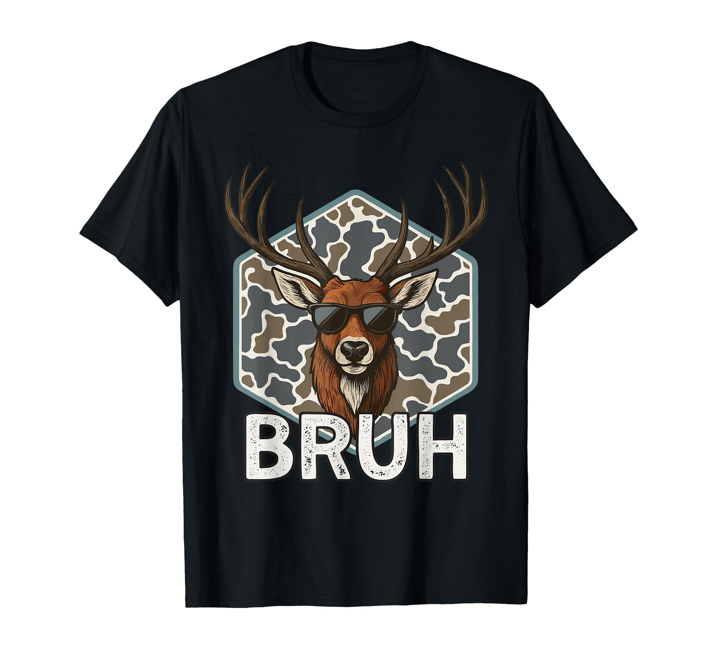 Bruh Deer Hunter Funny Deer Hunting Camo Men Teens Boys Kids T-Shirt