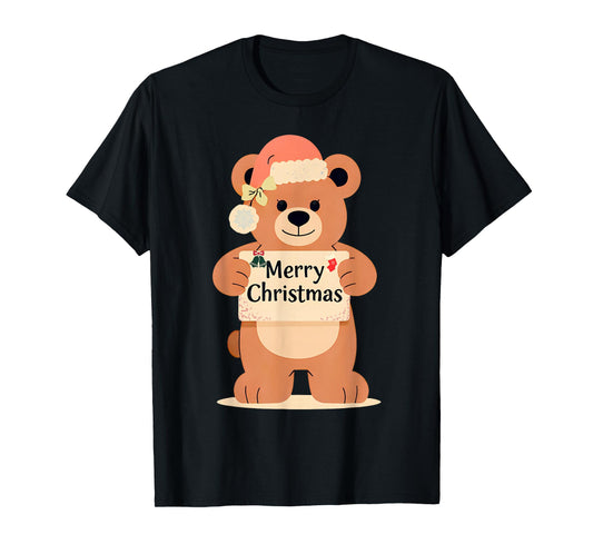 Cute Christmas Teddy Bear Design T-Shirt
