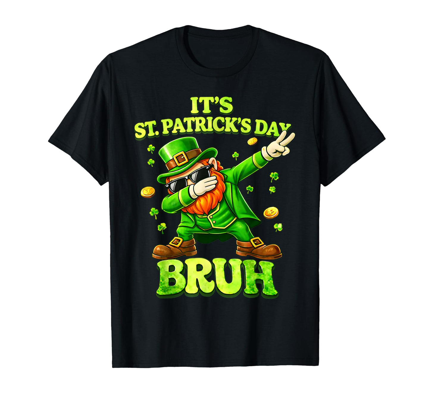 Bruh St Patricks Day Boys Kids Saint Patricks Day Leprechaun T-Shirt