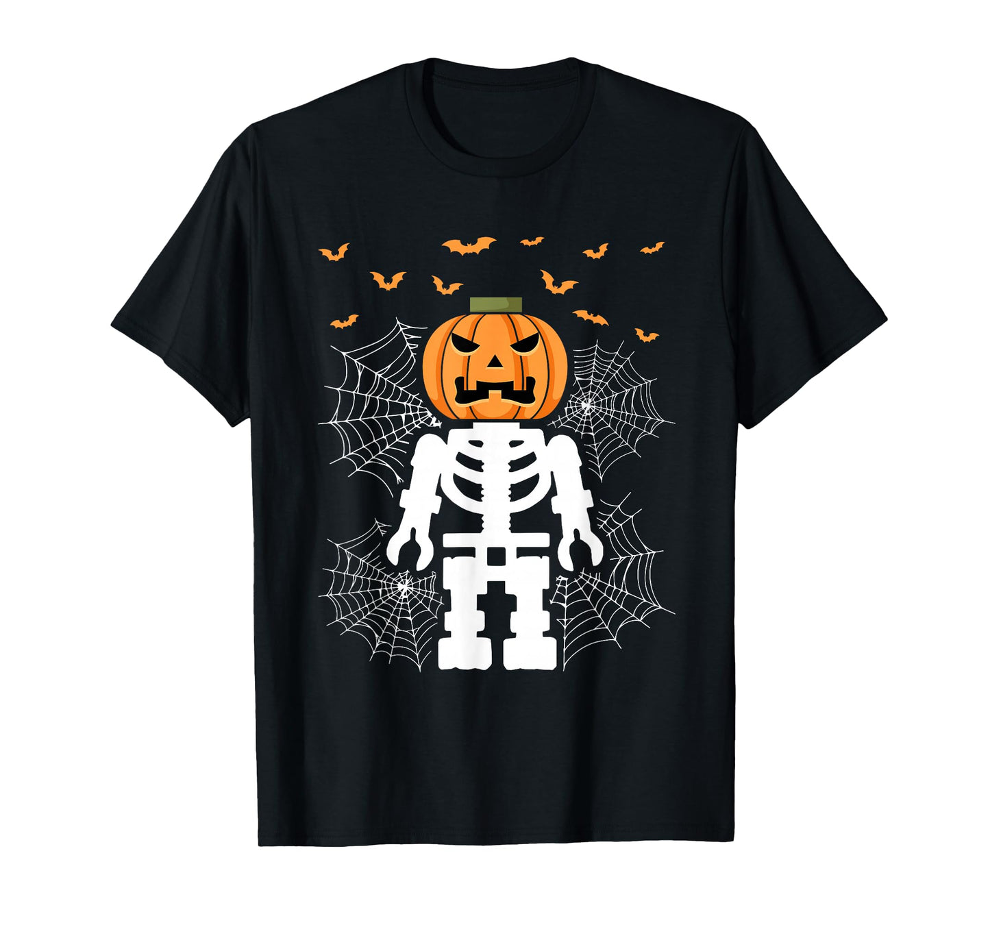 Halloween Skeleton Pumpkin Master Builder Blocks Building T-Shirt