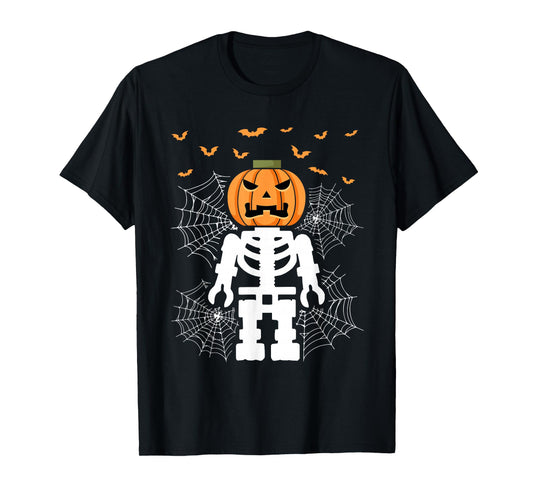 Halloween Skeleton Pumpkin Master Builder Blocks Building T-Shirt