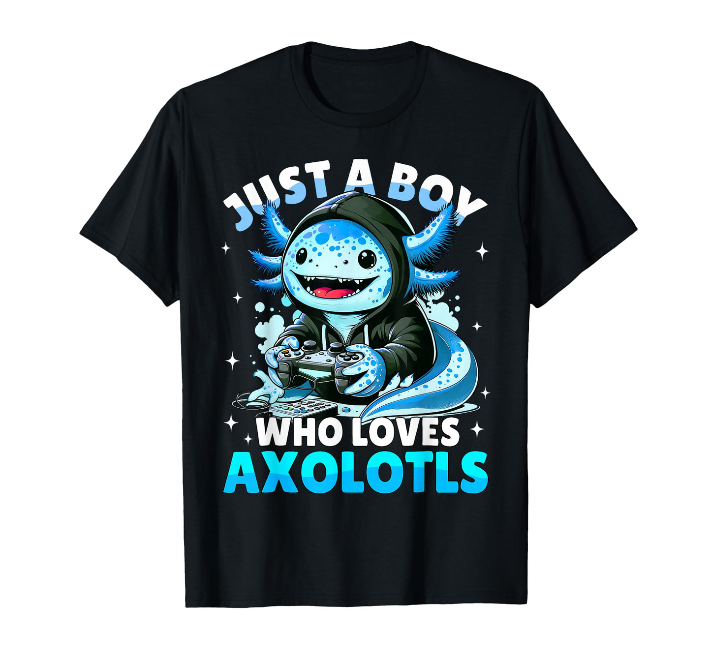Just A Boy Who Loves Axolotls Kids Boys Cute Gamer T-Shirt