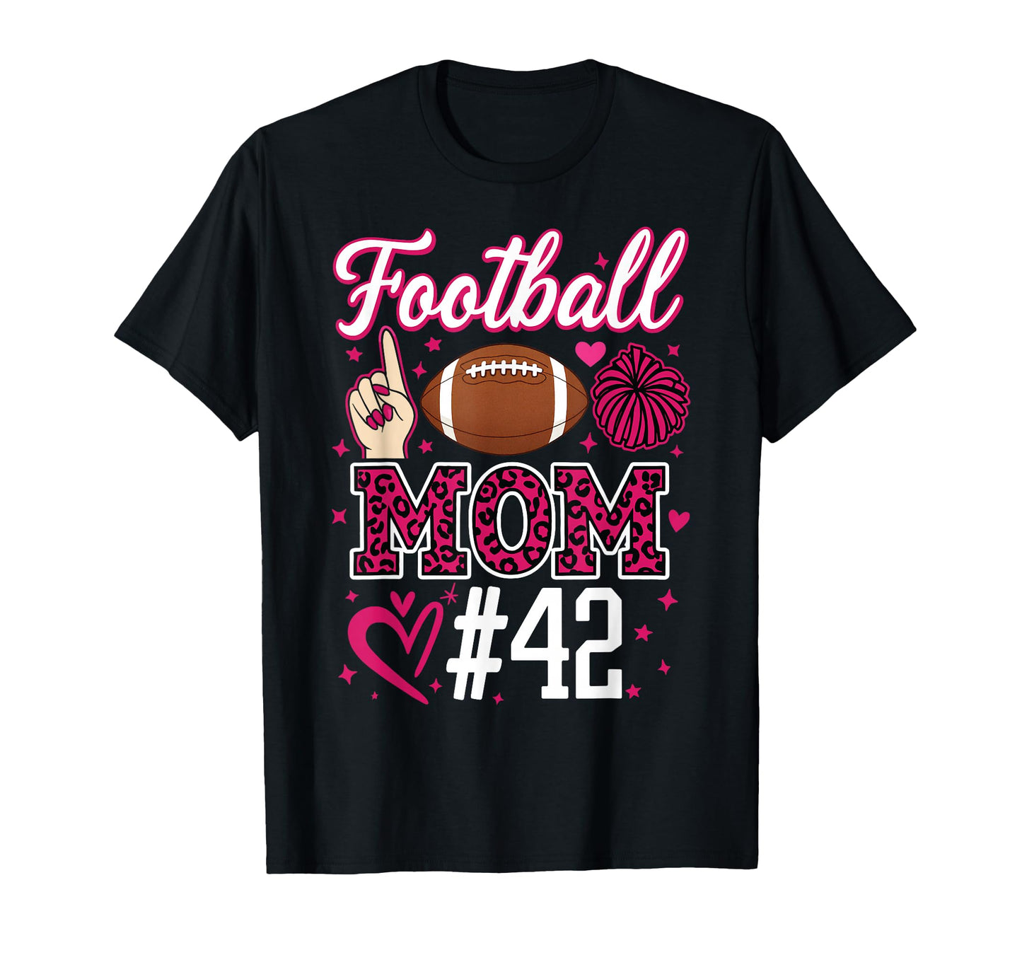 Number 42 Biggest Fan Football Mom Woman Supporter Son Cheer T-Shirt