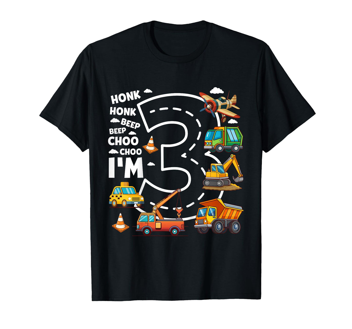 Kids 3 Year Old Transportation Birthday Boy 3rd Toddler Truck Car T-Shirt