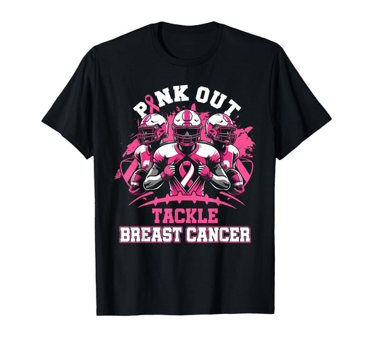 Pink Out Tackle Breast Cancer Awareness American Football T-Shirt