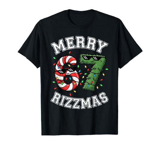Merry Rizzmas 67 Candy Cane Tree Sunglasses Funny T-Shirt