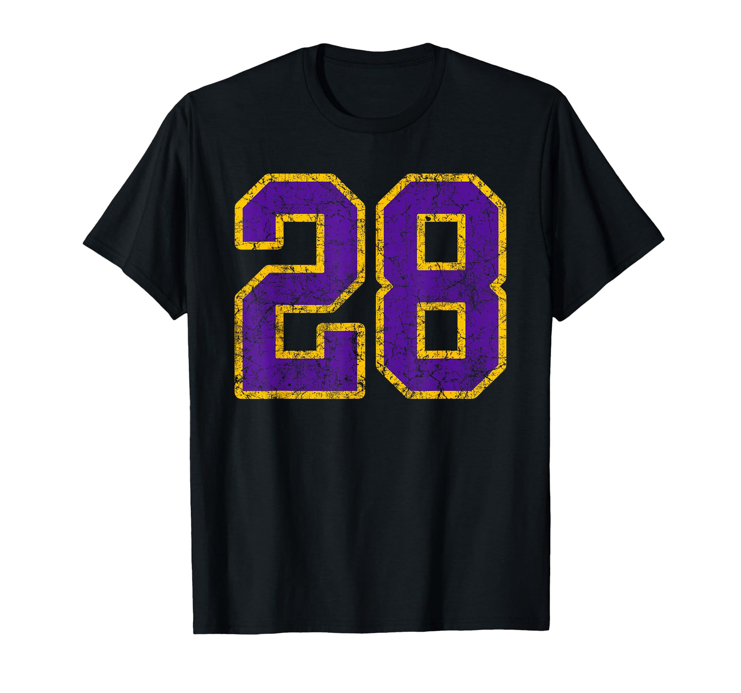 Purple Gold Number 28 Jersey Player Uniform #28 Grunge T-Shirt