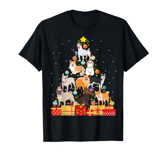 Funny Dog Christmas Tree Dog Lover Christmas For Kids Women T-Shirt
