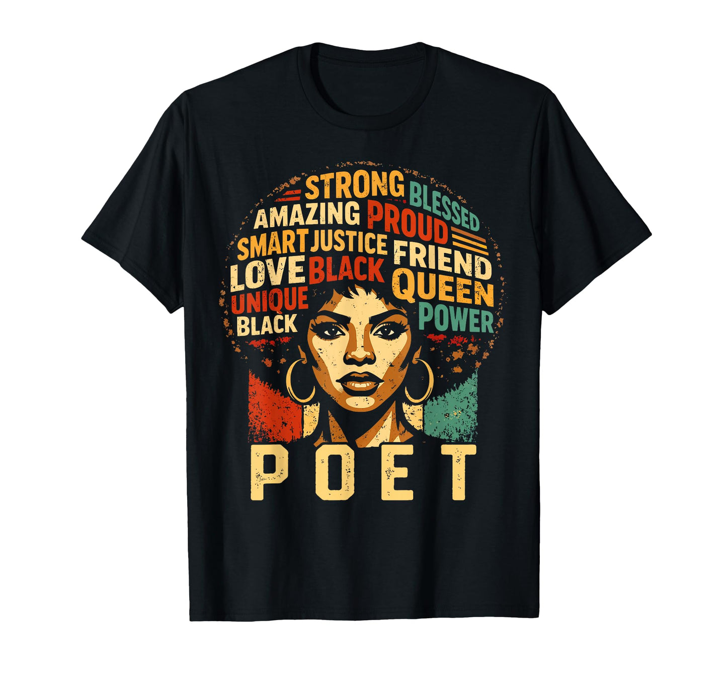 Poet Black History Month Powerful Black Pride Art Design T-Shirt