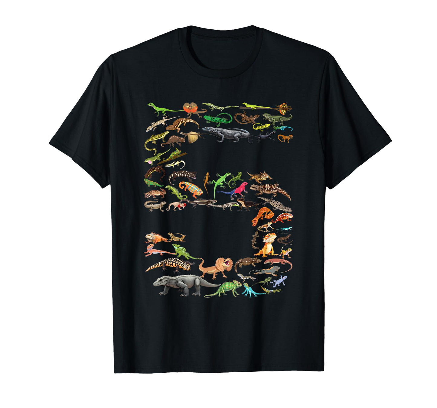 5 Years Old 5th Birthday Lizards Reptiles Figures Number T-Shirt