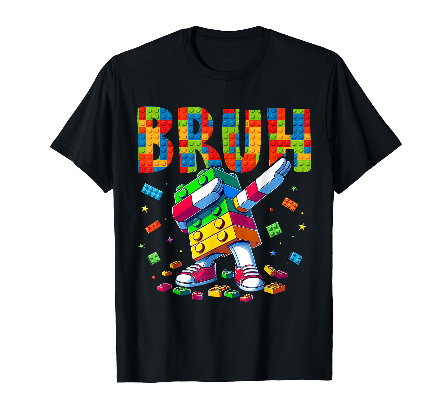 Boys Kids Funny Building Blocks Dabbing Bruh Gamer T-Shirt