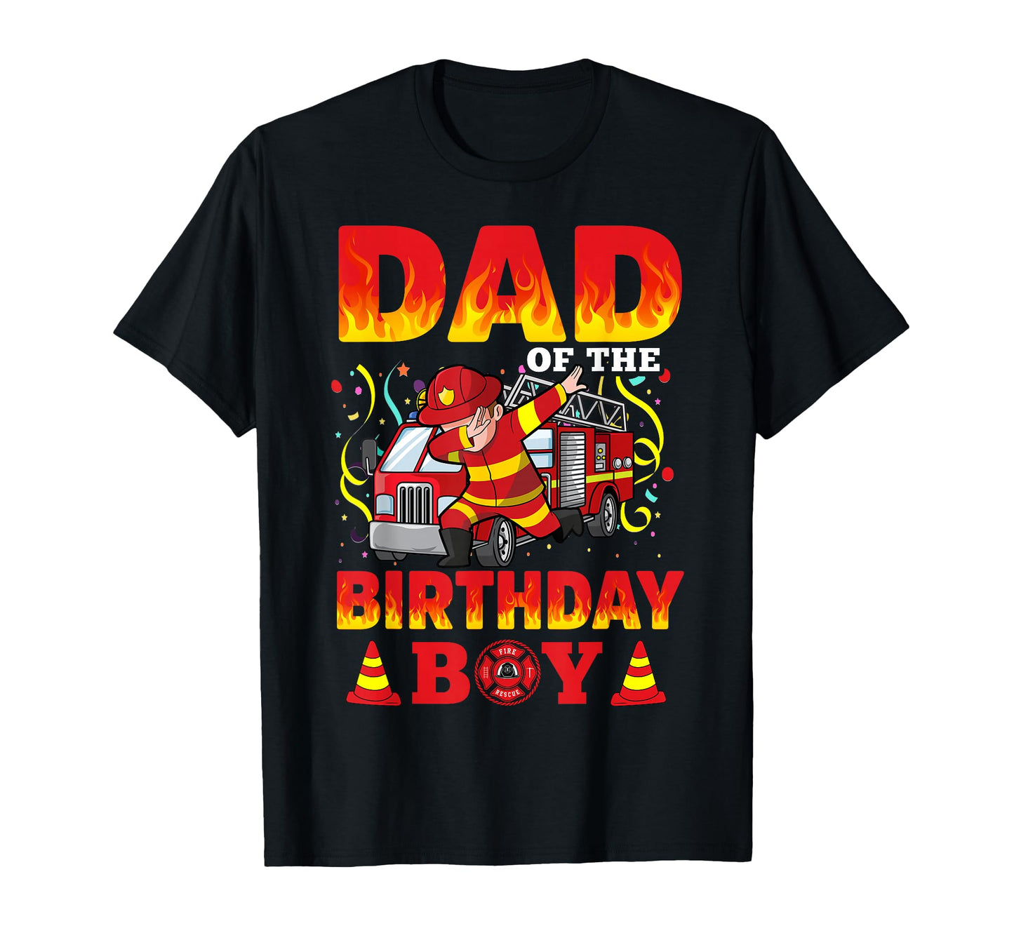 Dad Of The Birthday Boy Fire Truck Firefighter Boys T-Shirt