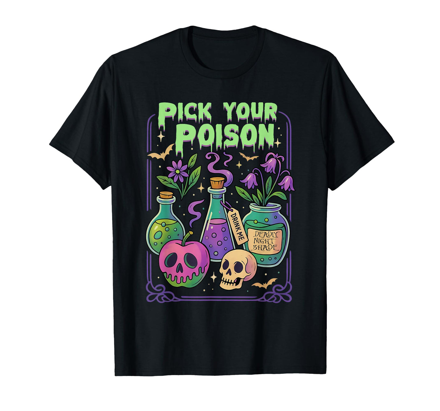 Retro Pick Your Poison Halloween Trick Or Treat Outfit T-Shirt