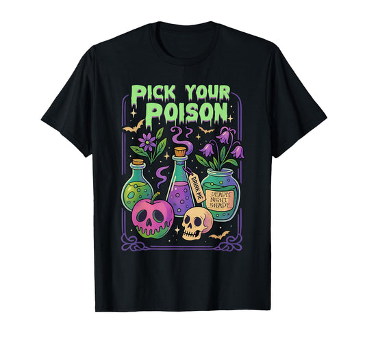 Retro Pick Your Poison Halloween Trick Or Treat Outfit T-Shirt