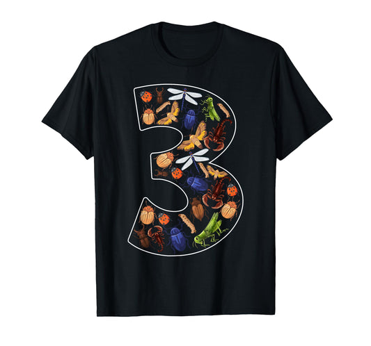 Toddler 3rd Birthday Bugs Insects Beetles Kids 3 Year Old T-Shirt