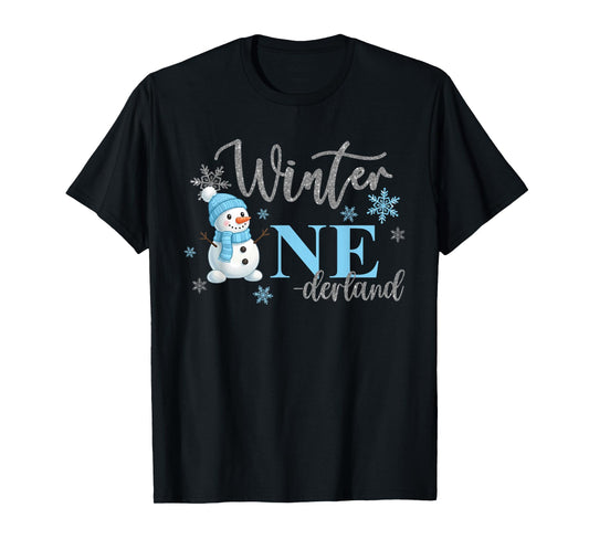 Winter Onederland Birthday Boy Girl 1 Year Old Cute Snowman T-Shirt