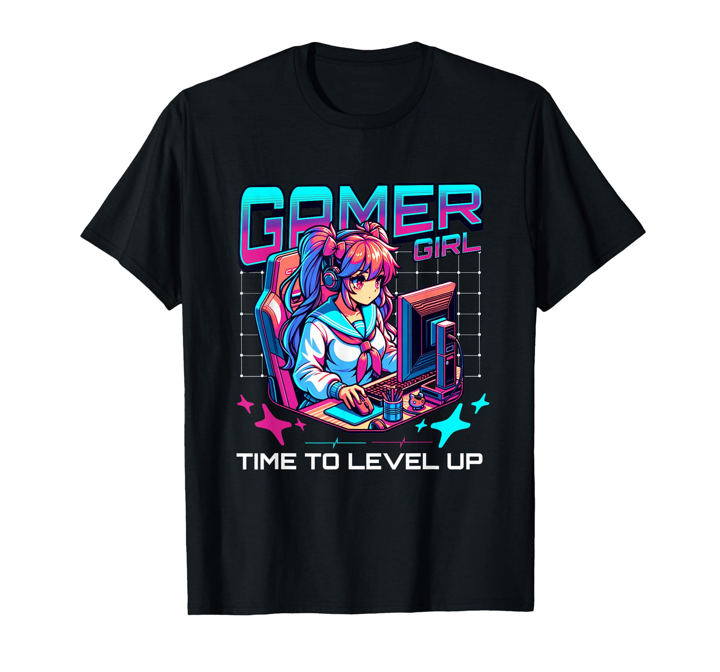 Gamer Girl Time To Level Up Video Game Girl Gaming B-day T-Shirt