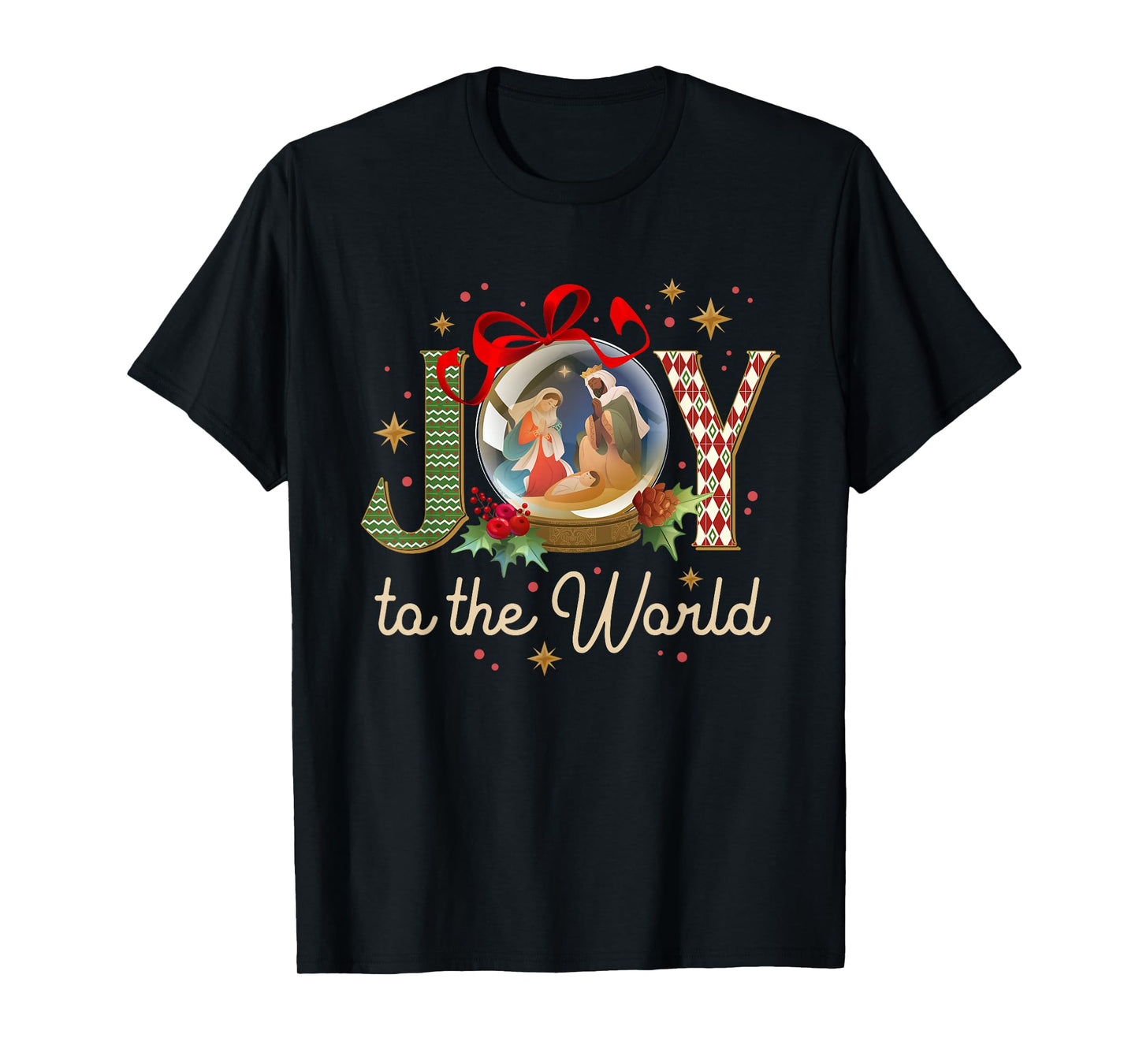 Joy to The World Christmas Holiday Christian Nativity Scene T-Shirt