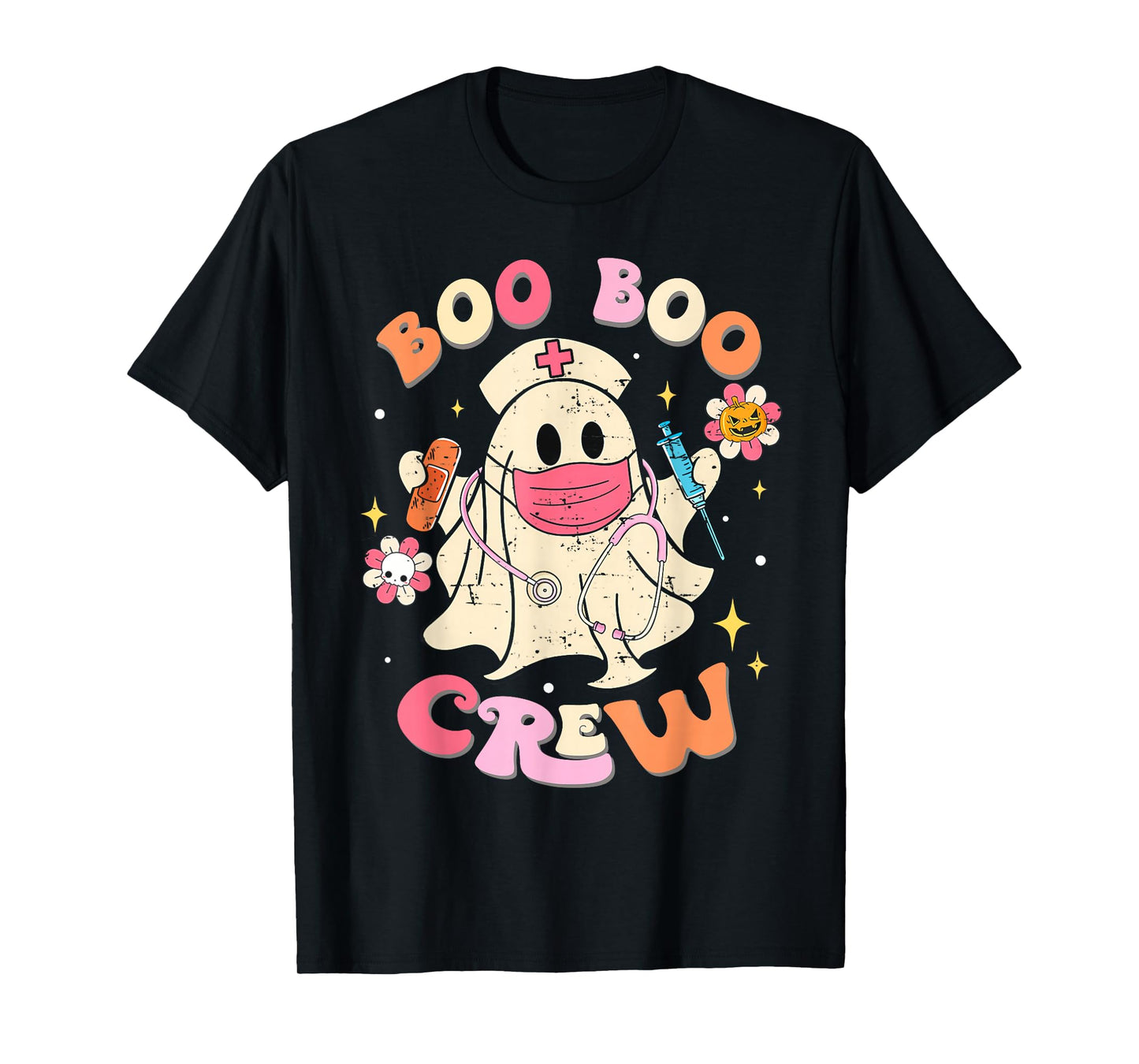 Boo Boo Crew Nurse Shirt Funny Ghost Retro Halloween Nurse T-Shirt