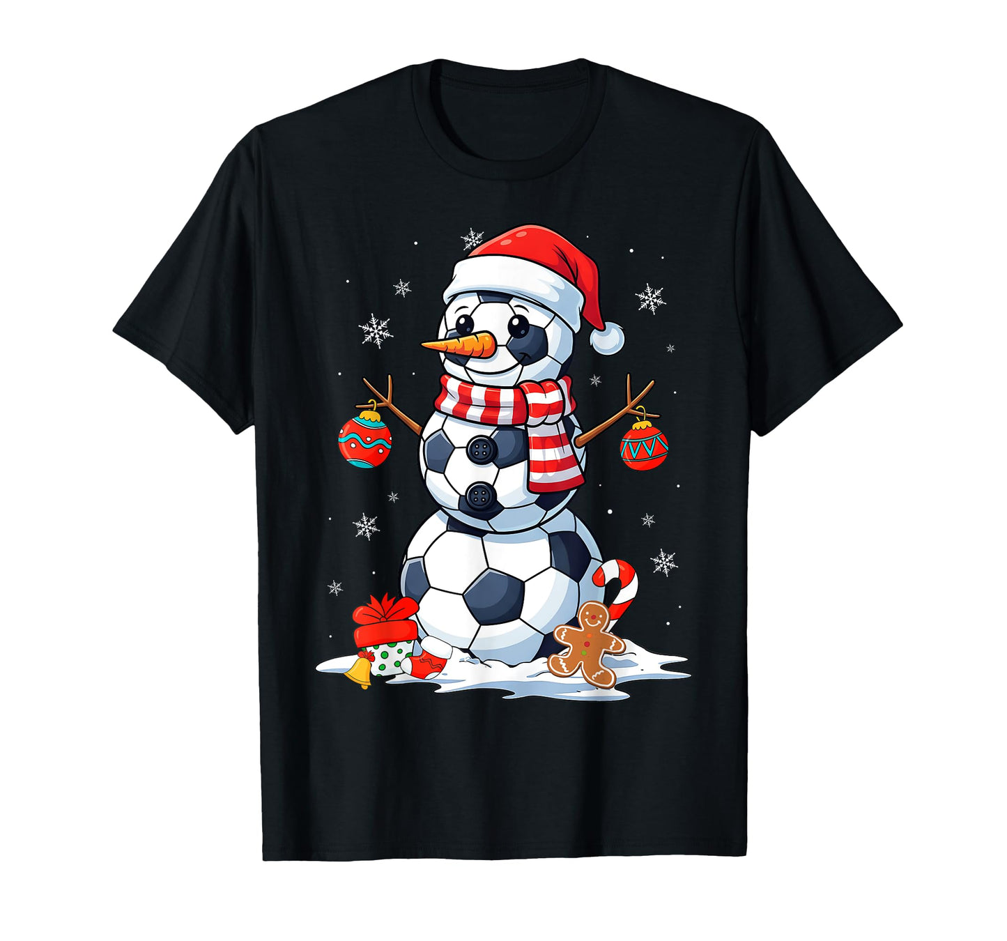 Christmas Soccer Balls Funny Snowman Men Boys Kids T-Shirt