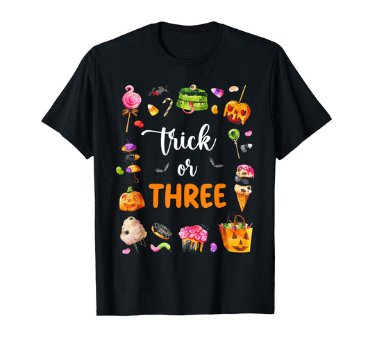 Trick Or Three Halloween Theme 3rd Birthday Boy 3 Yrs Old T-Shirt