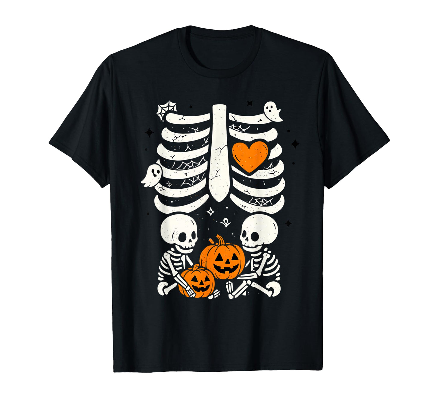 Skeleton Baby Twins Halloween Pregnancy Announcement Mom T-Shirt