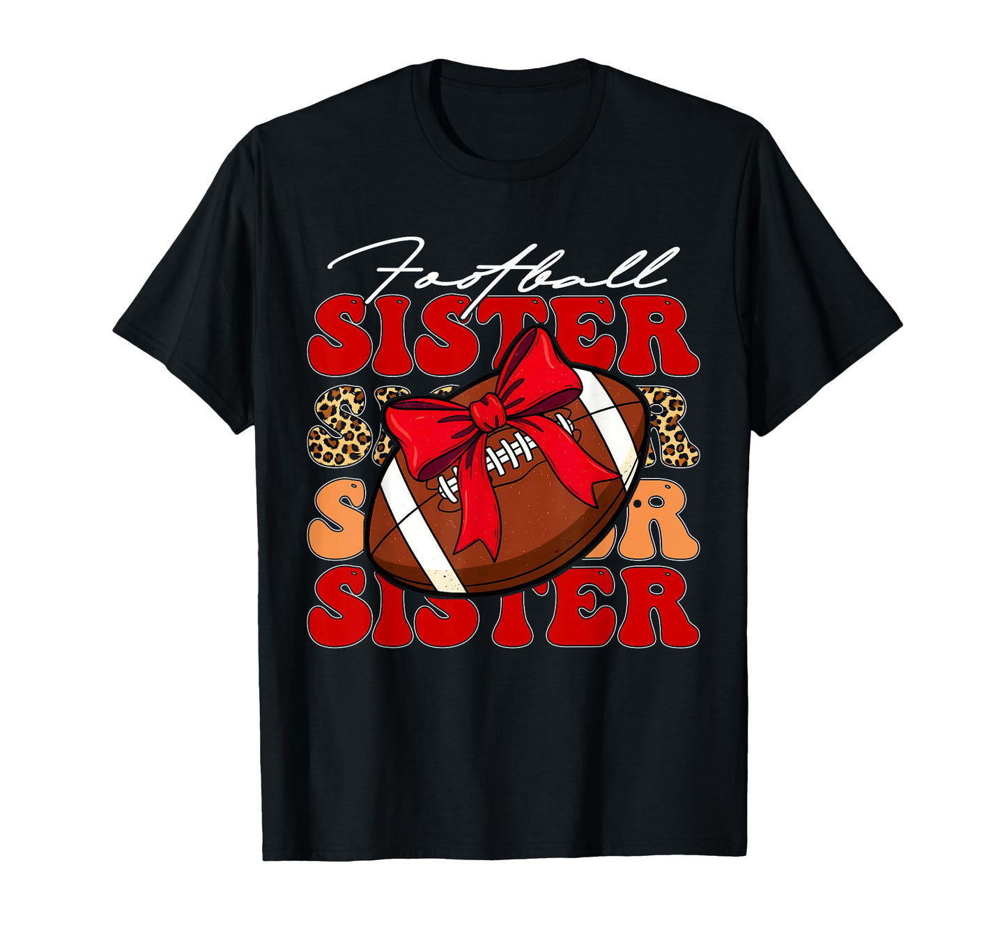 Coquette Bow American Football Sister Game Day Women Girls T-Shirt