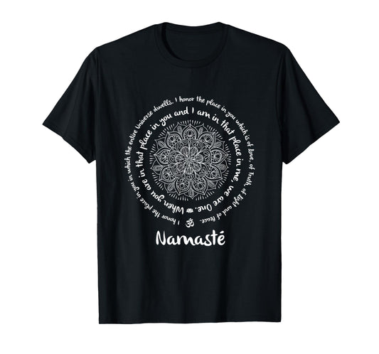 NAMASTE WE ARE ONE Meditation Sayings Mandala Yoga Inspired T-Shirt