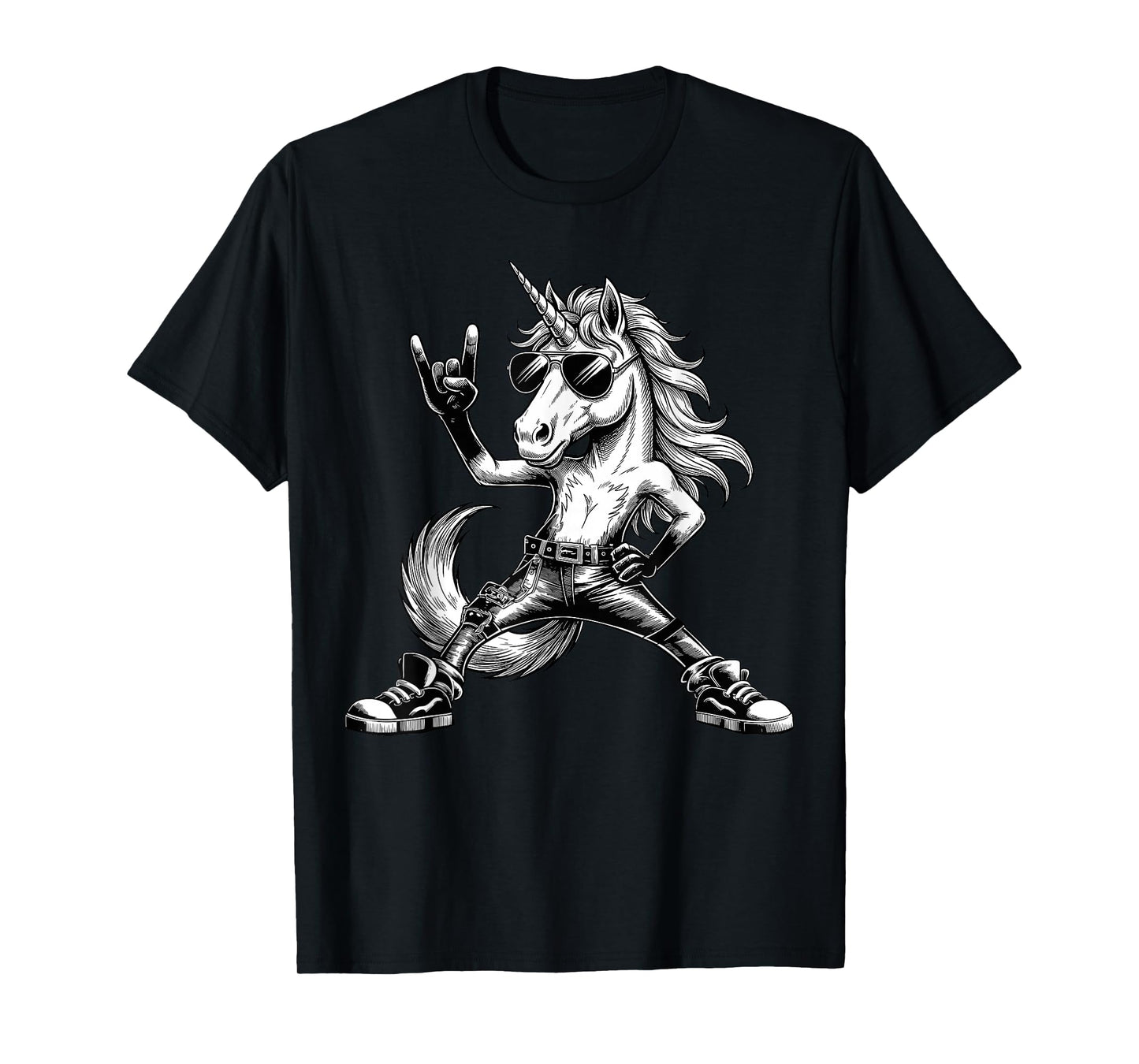 Retro Unicorn Rock Music Men Kids Women T-Shirt