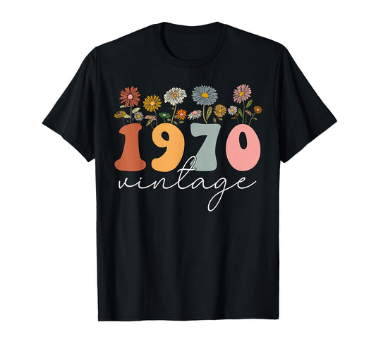 Vintage 1970 Wildflower Floral 55th Birthday Women Girls T-Shirt