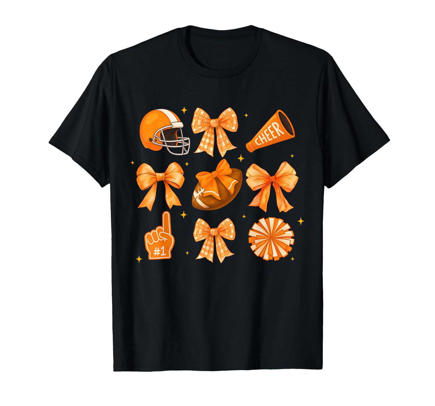 Orange Football Game Day Coquette Bow Touchdown Season T-Shirt