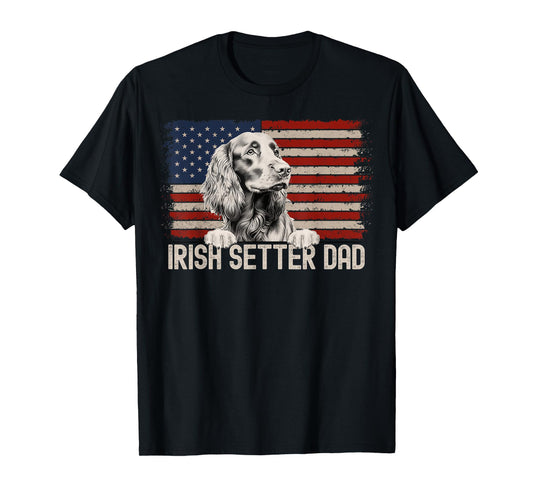 Best Dog Dad Ever American Flag - Irish Setter Dad T-Shirt