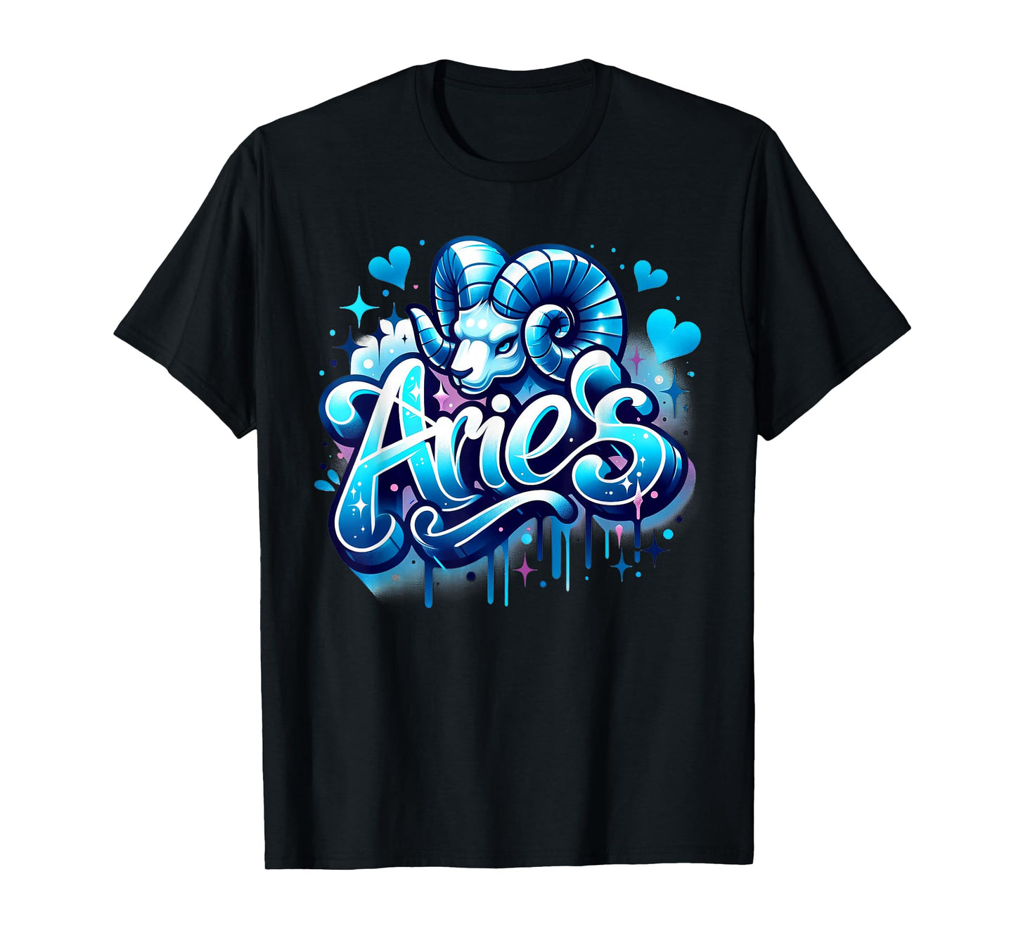 Blue Aries Zodiac Star Sign T-Shirt