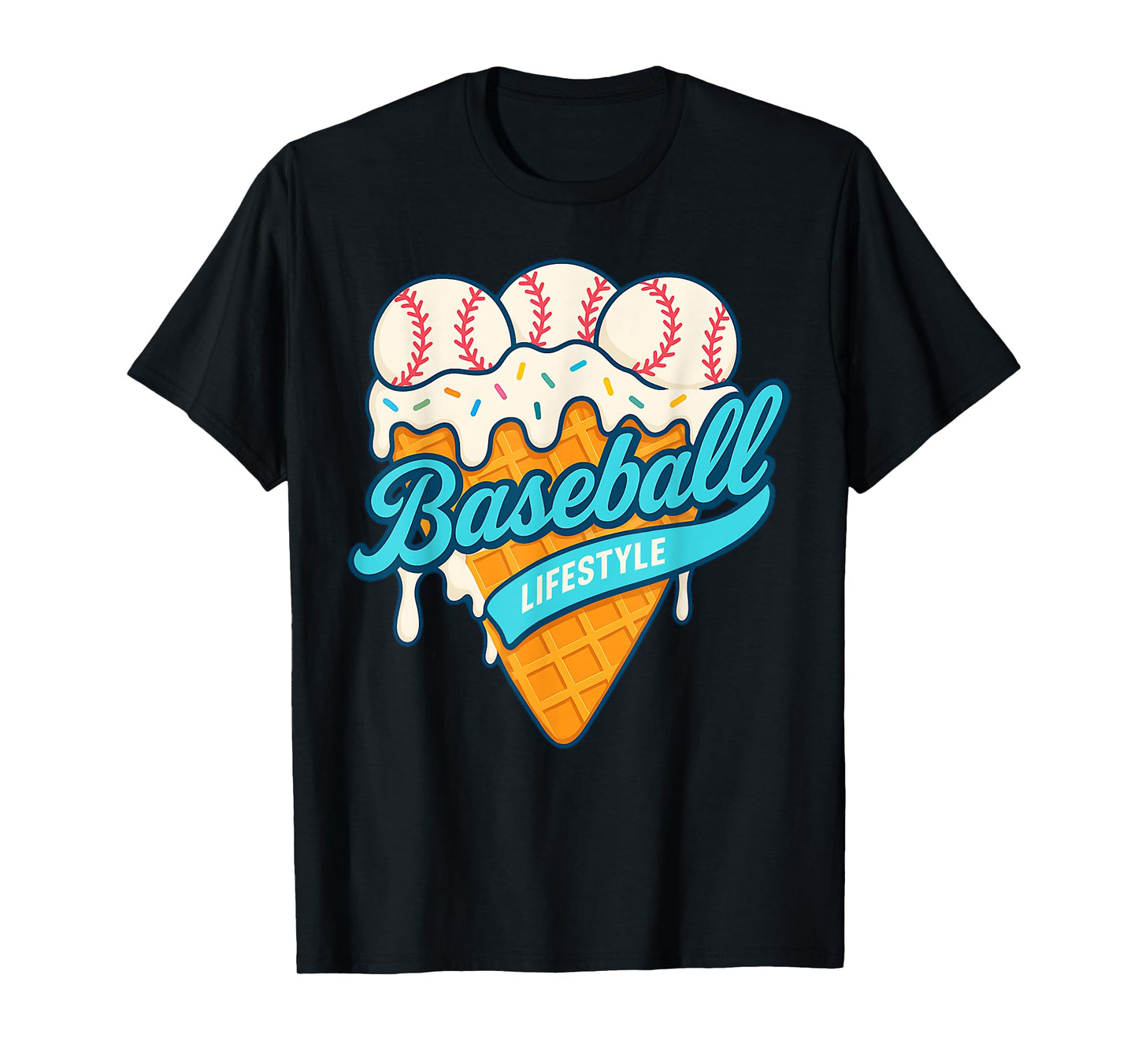 Baseball Lifestyle Home Plate Ice Cream Drip Men Boys Youth T-Shirt