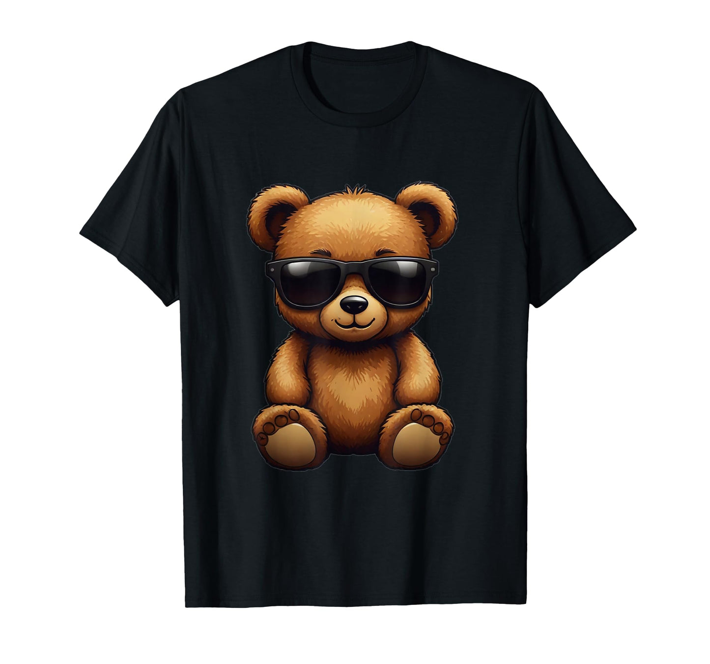 Cool Brown Bear Teddy Bear Wearing Sunglasses in Summer T-Shirt
