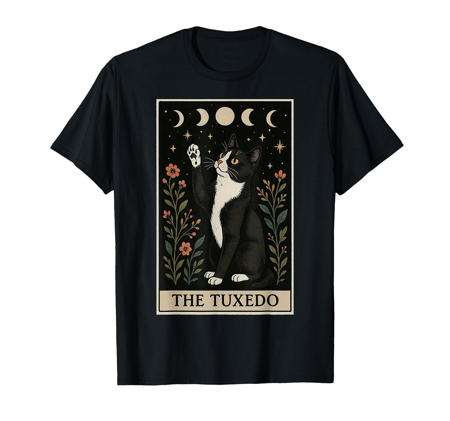 The Tuxedo Cat Tarot Card Witchy Moon T-Shirt
