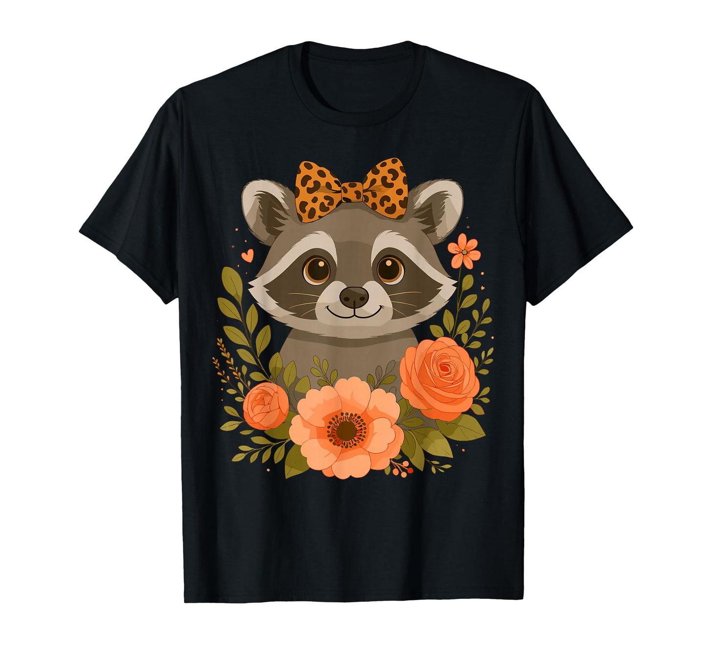 Floral Raccoon with Bow T-Shirt